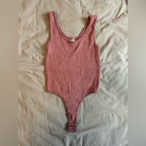 Ribbed Pink One-Piece Bodysuit